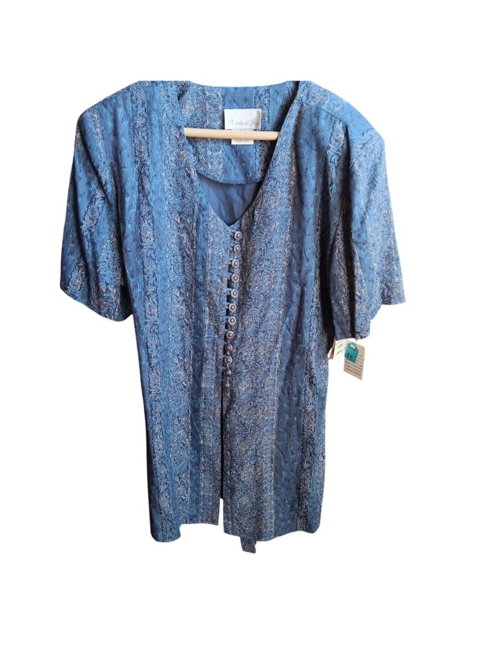 NWT Vintage Pride Joy JC Penney Paisley Tunic Top Pants Set 16M Blue 1990s